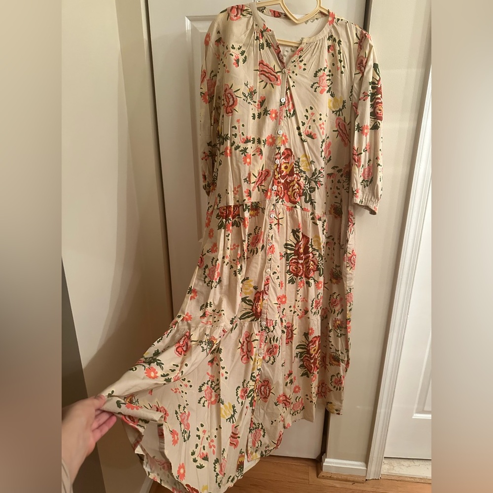 NWOT Khaadi Floral Tiered Cotton-Blend Maxi Dress. Size S can fit up to a M. - Picture 3 of 9
